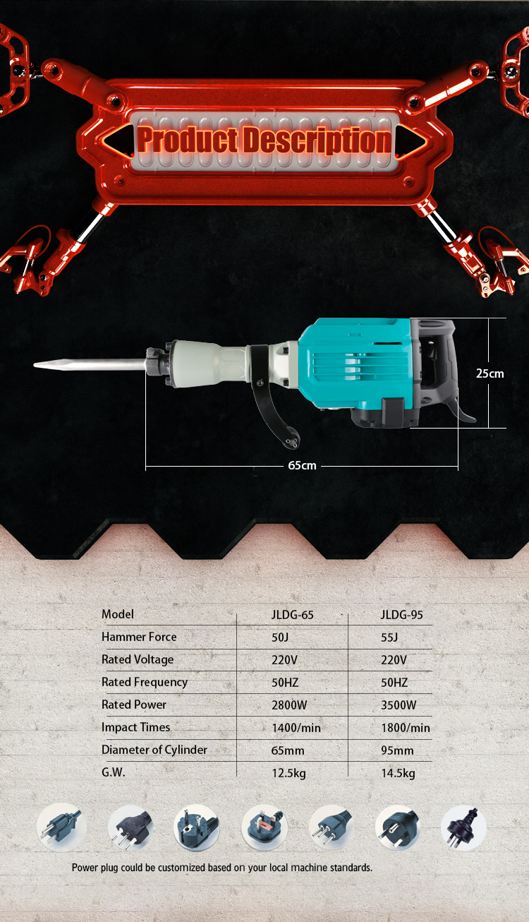 Professional Quality Multi-function Electric Demolition Hammer Drill